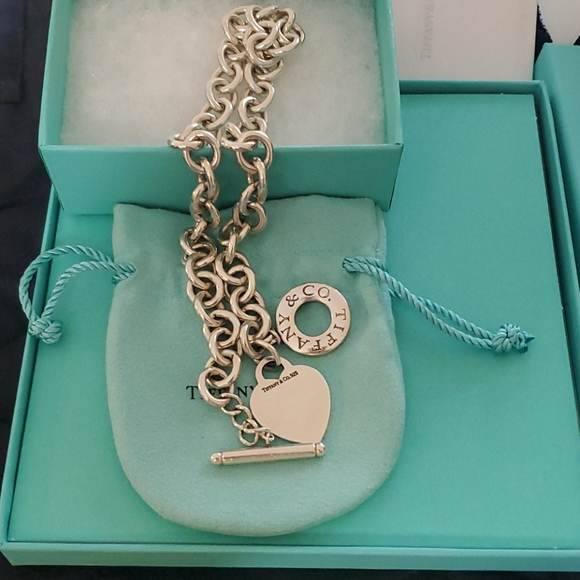 SOLD--Tiffany & Co Toggle Necklace with Heart Tag - Picture 8 of 12